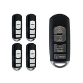 Lots of 5 Extra-Partss Remote Car Key Fob Replacement for WAZSKE13D01 fits 2014 2015 2016 2017 2018 Mazda 3 6